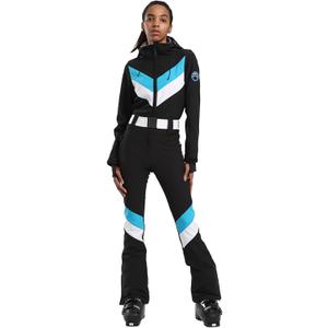 GSOU SNOW Ski Suit Women Snowsuit Slim One Piece Jumpsuit Snow Jackets Waterproof Winter Windproof Outdoor Sports Warm (Small, Black 1)