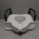 Drive Medical 2-in-1 Raised Toilet Seat with Removable Padded Arms - Elevated Bathroom Safety Support - Secure Locking Attachment - Easy Height Assistance - Durable Construction, Standard Toilets