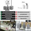 Bathroom Accessories Set - Soap Dispenser, Toothbrush Holder, Soap Dish, Toilet Brush & Toilet Brush Holder - Grey Stone Bathroom Accessories Set - Modern Bathroom Organizer Set (Silver)