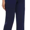 AMPOSH Women's Maternity Scrub Pants with 6 Pockets Stretchy Straight Leg Pregnancy Workwear, Navy XXL