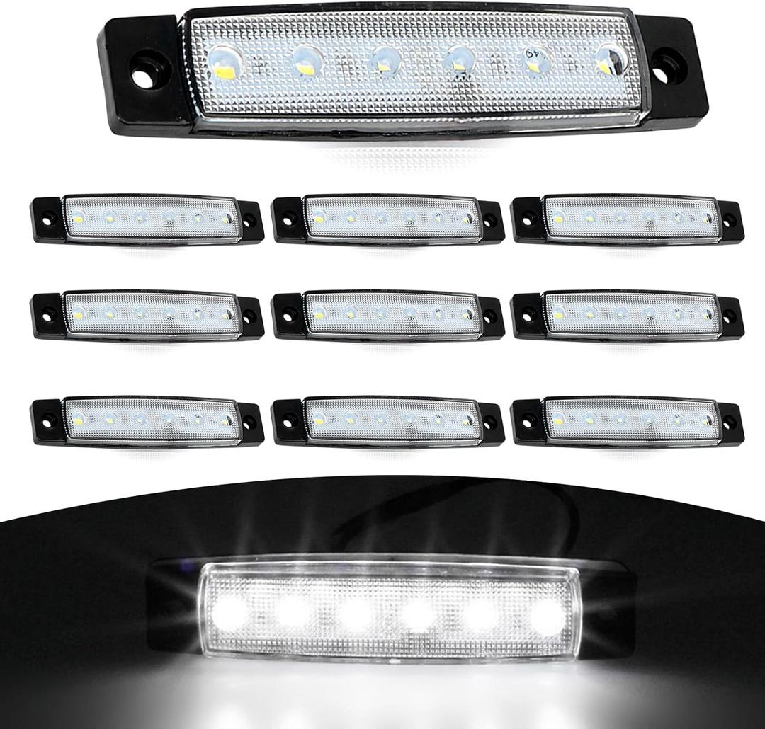 10 Pack Car LED Turn Signal Light with Hole, 3.77In x 0.78In x 0.39In Waterproof Durable Vehicle Rock Light, Super Bright Design, Universal Automotive Side Light for Truck SUV Car (White)