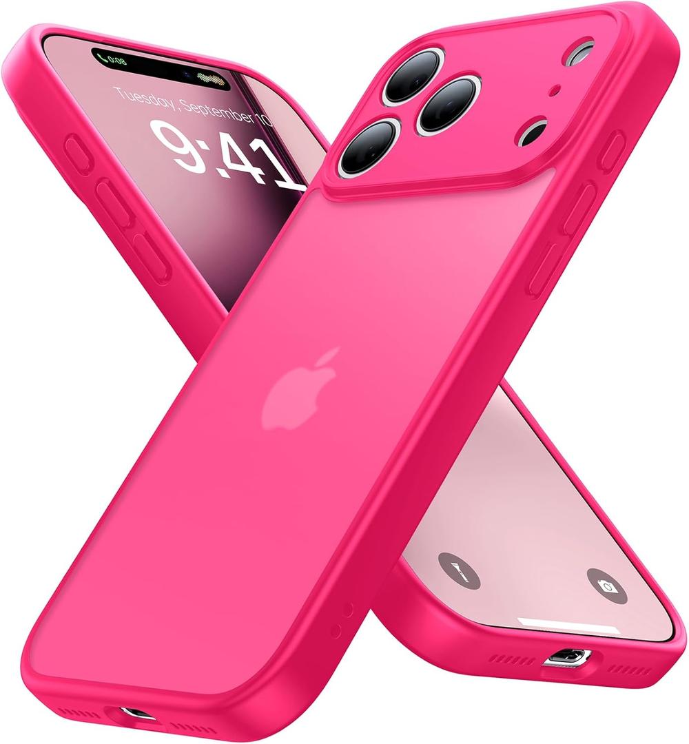 for iPhone 17 Pro Max Case [Full Camera Protection][Military Grade Shockproof], for 17 Pro Max Phone Case [Anti-Yellowing][Ultra Slim],Case for iPhone 17 Pro Max 6.9, Frosted HotPink