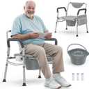 Heavy Duty Bariatric Commode, 4-in-1 Portable Bedside Commode or Over-Toilet Chair, Extra-Wide | Adjustable Height | Easy to Clean, Handicap Commode Chair for Eldery, Disabled People