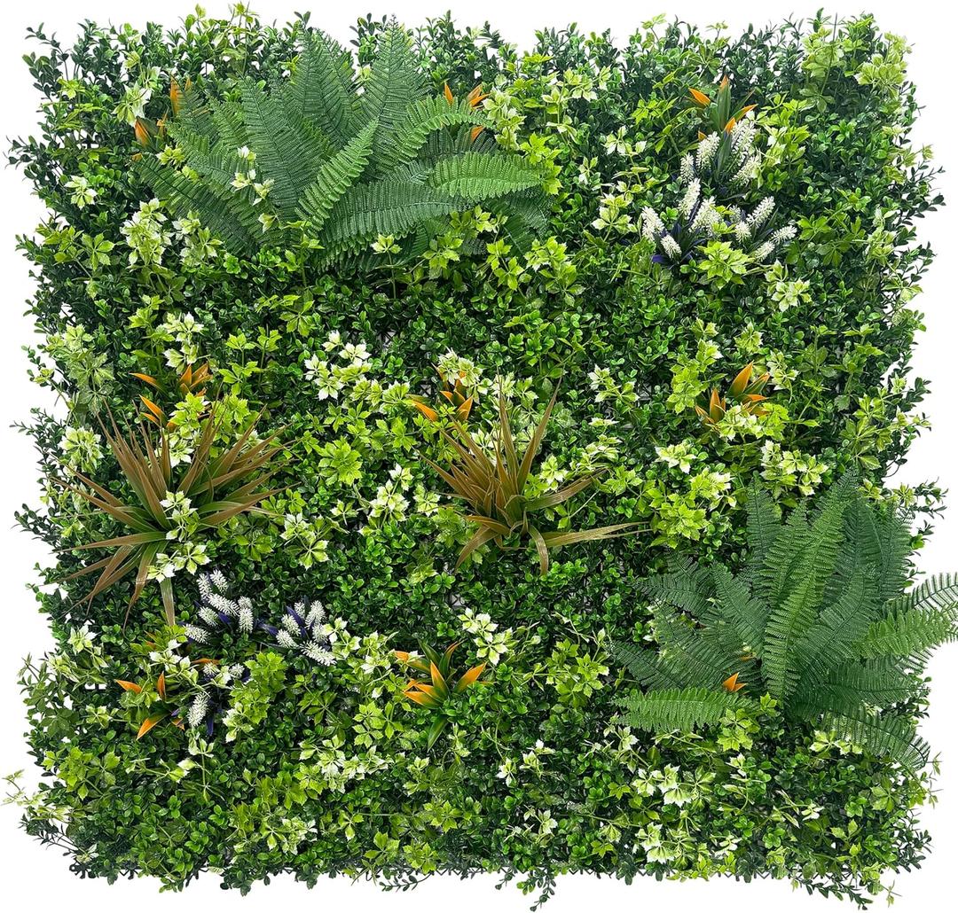 ODTORY Artificial Grass Boxwood Hedges Wall Panels: 40" x 40" (11.5 sqft) UV-Anti Faux Greenery Fake Ivy Leaves Privacy Fence Screen Backdrop for Garden Covering Privacy, Outdoor Indoor Decor