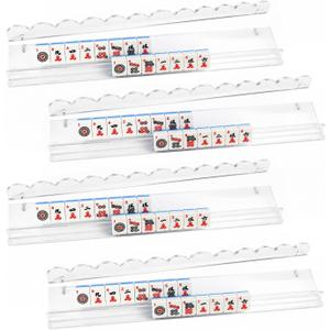 Premium Acrylic Mahjong Racks with Magnetic Pushers Set of 4, 20 inch Scalloped Mahjong Racks, Include Storage Bags, Clear
