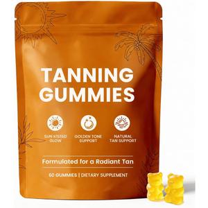 Skin Tanning Gummies, Carotenoid Beauty Blend with Beta-Carotene, Lycopene, Astaxanthin & Vitamin C & E for Natural Looking Glow, Non-GMO, Vegan, Sugar Free, 60 Count (EXP 04/30/28)