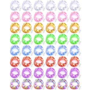 Riakrum 50 Pieces 10ft 30 LEDs Fairy Lights Battery Operated, Wedding Waterproof Tiny Small Twinkle String Lights for Jars Starry for DIY Party Favors for Birthday Vases Centerpieces(Mixed Color)