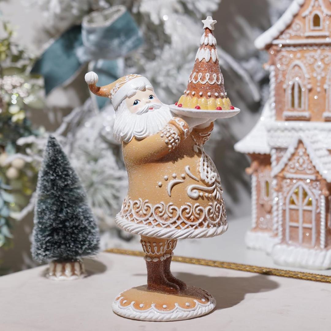 Braxio Gingerbread Christmas Decor Resin Gingerbread Santa Christmas Decorations Indoor Home Living Room Decor 6.5 * 4.5 * 11.25 Inch