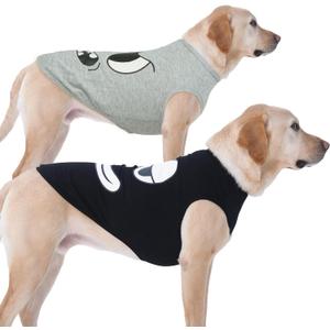 IECOii 2 Pack Pet Tank Top Tee Sleeveless| 3X-Large |Summer Dog Clothes Apparel,Pet Funny Costume Doggy T-shirt Clothing for Large Dog Puppy Outfit Keep Body Heat Hot Weather Holiday Party, Black+Gray