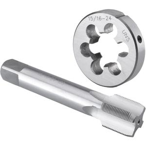 Burkit 15/16"-24 UNS Tap and Die Set, 15/16 x 24 UNS Machine Thread Tap and Round Die Right Hand