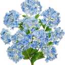 Real Touch Hydrangea Artificial Flowers 19 Tall Artificial Hydrangea Flowers Double-Headed Faux Hydrangeas, Blue Hydrangeas, Realistic Silk Hydrangea for Home Decor Weddings Arrangements-5 Branches