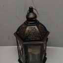 DECORKEY Large Lantern Decorative Outdoor & Indoor, Set of 2 (15&10) Metal Candle Lanterns Decor, Vintage Hanging Candle Holder for Front Porch Patio Wedding Farmhouse Home, Spring Decoration (Black / 14.9''+10.4'')