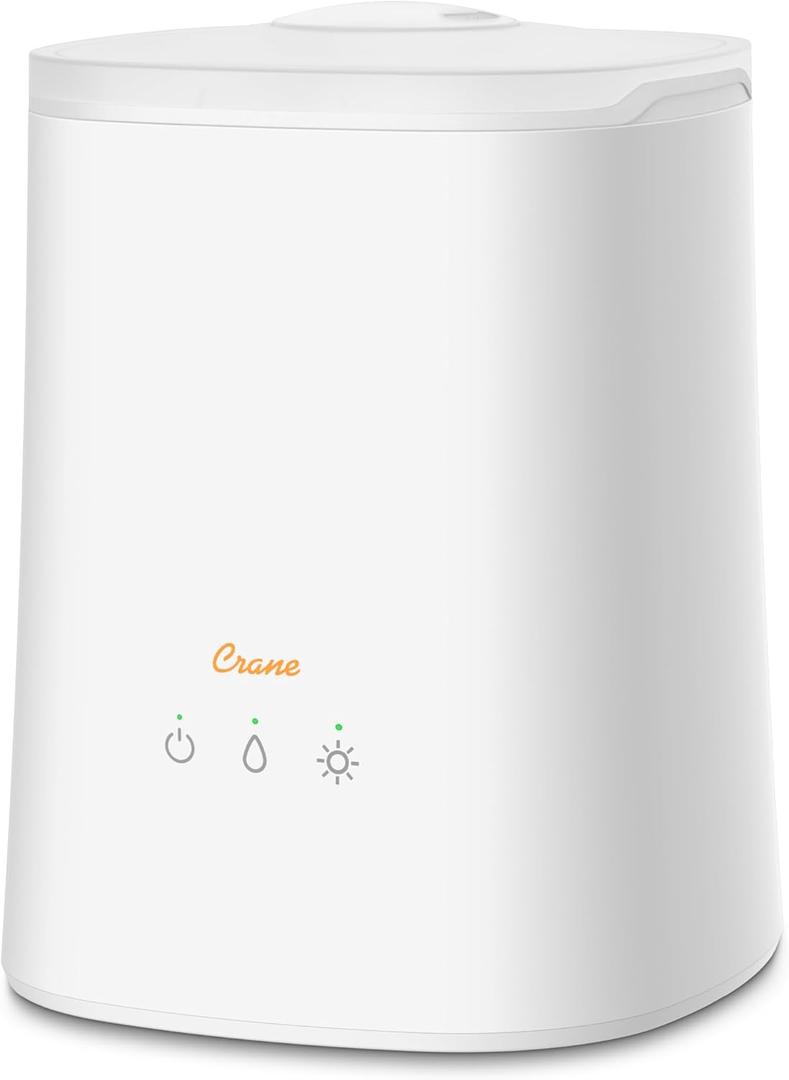 Crane Top Fill Ultrasonic Cool Mist Humidifier for Bedroom and Large Rooms, 1.2 Gallon Essential Oil Diffuser with Nightlight and Auto Shut-Off