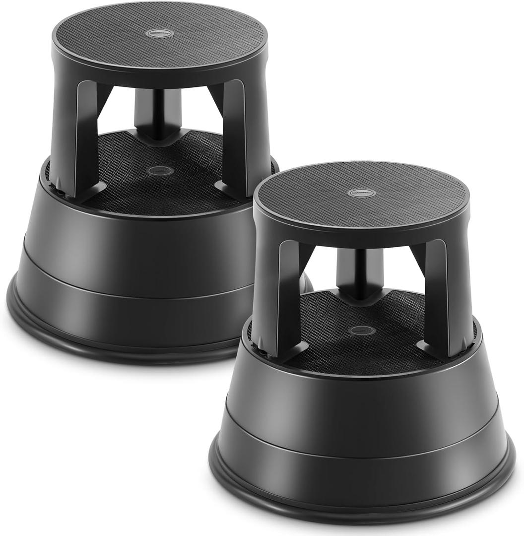 Briwooody 2 Pack Rolling Step Stool with Wheels Non-Slip Platform Retractable Portable Stool Max Load 330 Lbs for Kitchen Home Bathroom Office Library Garage