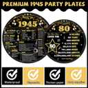 CHUNNIN 96Pcs 80th Birthday Plates and Napkins Back in 1945 Party Decorations Black Gold 80 Year Old Cake Dessert Plates 1945 Tableware for 24 Guests 80th Theme Men Woman Birthday Party Supplies