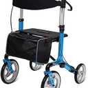 WONDMED Rollator Walkers for Seniors with Seat,Upright Rollator Walkers for Seniors Lightweight Folding Walkers with 10" Front Wheels,Rolling Walkers with Seat and Backrest,Blue