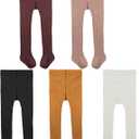 American Trends Baby Leggings Stocking Toddler Girl Socks Tights for Baby Girls Kids Winter Knitted Leggings (4-5T, Blackwhiteyellowpinkdpurple 5 Packs)