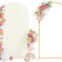 Wokceer 6.6 FT Wedding Arch Stand and Arch Cover, Metal Arch Stand with Arch Stand Cover for Birthday Party Wedding Ceremony Bridal Baby Shower Event Decor (Ivory)
