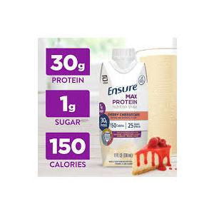 Ensure Max Protein Shake | Cherry Cheesecake | Ready to Drink | 30g Protein for Muscle Health | 1g Sugar, 4g Fiber | 11 fl oz, 4 Pack 1 JUL 26 3 Pack
