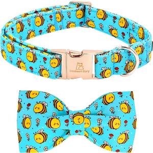 Lionheart Glory Valentine's Day Dog Collar With Bowtie for Large Dogs - Hearts Bear Spring Pink Pet Collar Bows (Large (Pack of 1)