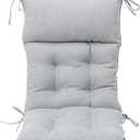 QILLOWAY Outdoor Rocking Chair Cushions Set of 2, 100% Polyester Waterproof Patio Rocking Chair Cushion, High Back Weatherproof Chair Pad for Adirondack & Outdoor Furniture, Gray,White