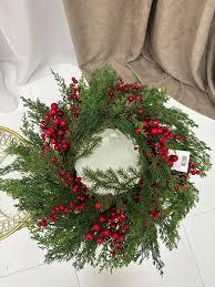 12 pack,Christmas Candle Rings Christmas Decorations Artificial Berries Pine Needles Candle Wreaths for Home Wedding Living Room Table Decoration, 3.5"×12"
