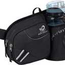 WATERFLY Fanny Pack Waist Bag: Waist Pack for Women Men with Water Bottle Holder Hiking Fanny Pack for Running Walking DogWalking Travel Cycling (Small, black)