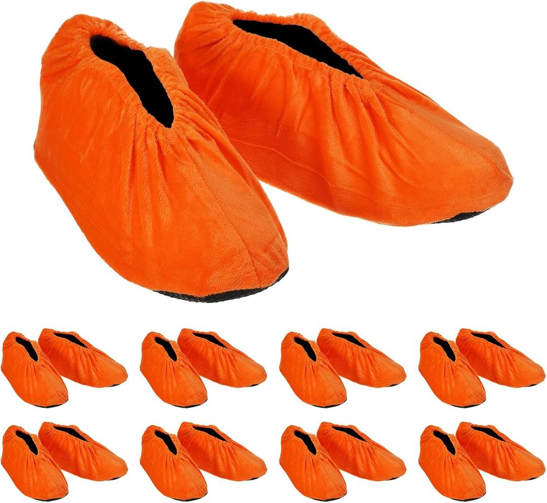 PATIKIL Shoe Covers, 10 Pairs Reusable Non Slip Shoe Protector Covers Washable Soft Shoe Cover for Household Office, Orange