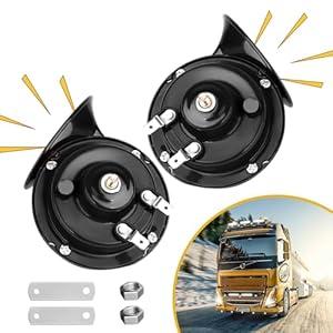 Animgrth 2025 Upgraded 2PCS 12V 300DB Super Loud Truck Train Horn, Car Air Electric Snail Double Horn, Waterproof Replacement Kit for Any 12V SUV Motorcycle Pickup Jeep Lorries Cars Boats