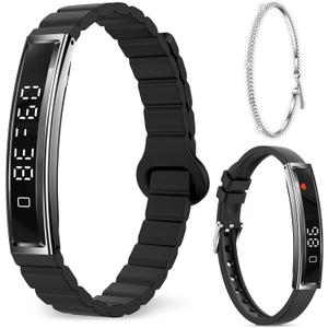Efolen Smart Bracelet for Women,Ultralight Fitness Tracker Smart Wristband with Heart Rate/Blood Oxygen/Sleep Monitor/Pedometer,Slim Smartwatch for Android iPhone,Activity Tracker,2 Band,Black