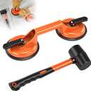 Saker Laminate Floor Gap Repair Tool,Suction Cup Lifter with Rubber Mallet,Floor Gap Repair Kit,for Floating Wood Floors and Moving Glasses (Orange)