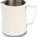 watchget Stainless Steel Milk Frothing Pitcher 12oz/350ml - Espresso Steaming Pitcher for Cappuccino, Latte Art, Coffee Machine Accessories Milk Jug Coffee Frother Cup, Creamy White