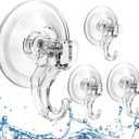 Quntis Suction Cup Hooks 4 Pack, MultiPurpose Clear Shower Suction Hooks Waterproof Heavy Duty Wreath Hanger for Bathroom, Window, Towel, Shower Wall, Tile, Glass Door, Camper Transparent