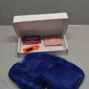 7JHH WIGS Blue Long Water Body Wavy Wigs with Curtain Bangs 31in Natural Heat Resistant Synthetic Fiber Midlle Part Women Long Curly Blue Wigs for Chrismas Daily Party Daily Used