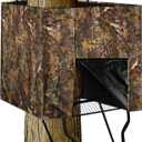 Big Game Tree stand Camo Blind Cover, 142"x35.5" Large Size Universal Tree Stand Accessories for Deer and Turkey Hunting with Silent Zips and 2 Pocket