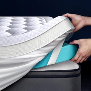 5 Inch Mega Support Memory Foam Cal King Mattress Topper for Pressure Relief, Dual Layer 2.5" Pillow Top Mattress Topper Cal King Plus 2.5" Cooling Gel Infused Memory Foam Mattress Pad