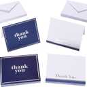 American Greetings Thank You Cards with Envelopes, Blue and White (50-Count)