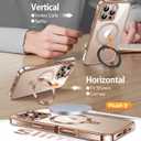 [CD Metal Ring Stand + Built-in Privacy Screen Protector] Magnetic Case for iPhone 16 Pro Max 6.9" [Soft Bumper Full Signal] [Compatible with MagSafe] Full Body Shockproof Clear Case, Desert Gold