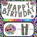 Zonon Cheetah Birthday Decorations Tableware Set Neon Rainbow Leopard Birthday Party Decorations Include Banner, Plates, Napkins, and Tablecloth Etc, for Rainbow Leopard Party Supplies