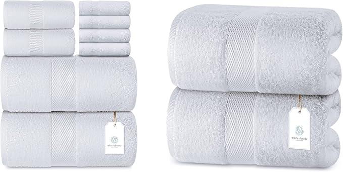 White Classic Hotel Collection Set Of 2 Bath Towel 100% Cotton 35x70Inc White