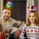 Lighting Up Christmas Headbands, Reindeer Antler Santa Hat Bow Hair Hoop for Xmas Party Favors Decorations