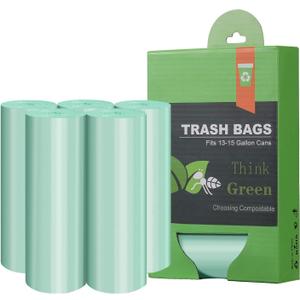 Compostable Trash Garbage bags,AYOTEE 13-15 Gallon Tall Kitchen Trash Bags,Heavy Duty Unscented 1.18Mils 55 Liter,60 Count,Strong Thicken Rubbish Waste Can Liners for Kitchen Garden Home