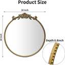 Round Mirror, 28''Baroque Style Circle Mirror Vintage Gold Metal Frame Wall Mirrors for Vanity, Bathroom or Bedroom