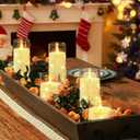 Homemory Pure White Flameless Candles with Embedded Star String Fairy Lights, Battery Operated Candle, LED Candles, Fake Candles with Remote Control and Timer, Set of 5(H4"5"6"8"8")