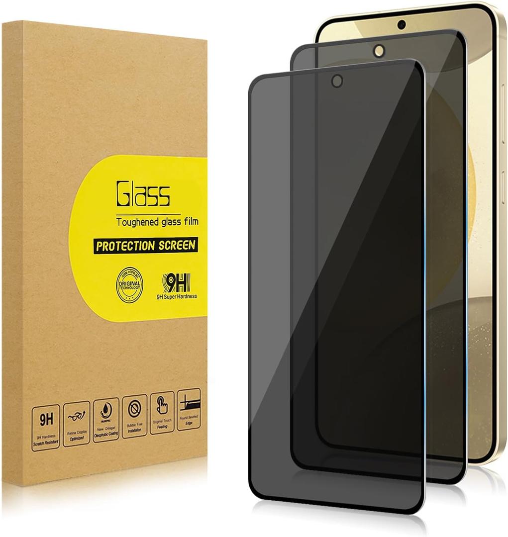 2 Pack Privacy Screen Protector for Samsung Galaxy S24+/ Galaxy S24 Plus 6.7" [Anti-Spy Tempered Glass][Fingerprint Unlock Support], Anti-Scratch, Bubble-Free, Easy Install 9H Protective Glass