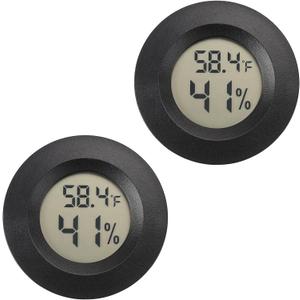 Mini Hygrometer Thermometer Digital Humidity Meter Indoor/Outdoor Humidity Monitor Reptile Thermometer for Humidors Greenhouse Garden Cellar Fahrenheit()/ Celsius() 2 Pack