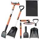 43.3'' Snow Shovel & Snow Brush with Ice Scrapers for Car Windshield,5-in-1 Extendable Thicken Aluminum Tube,180 Pivoting Brush Head & Foam Grip for Christmas, Cars, Trucks, SUVs, Vehicle