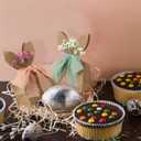 Affrolling 48 Set Boho Bow Easter Bunny Party Favor Bags DIY Bunny Gift Boxes with Neutral Bow Ribbon and Dried Flowers Rustic Paper Rabbit Ears Treat Bags Bulk for Easter Spring (Neutral Pastel)
