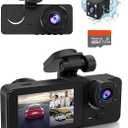 Dash Cam Front and Rear Inside, 4K Full HD Triple Dash Camera for Cars, Car Camera with 32GB Card,Builtin Loop Recording,GSensor,24H Parking Monitor,WDR,Accident Lock