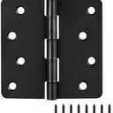 Design House Interior Door Hinges, 4.0 in. x 4.0 in., Rounded, 1/4-in. Radius, Steel, Pre-Lubricated, Door Hardware, Matte Black, 10-Pack, 188953